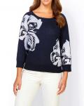 Designer-Pullover marine-bedruckt