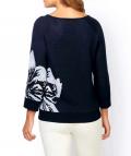 Designer-Pullover marine-bedruckt