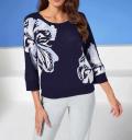 Designer-Pullover marine-bedruckt