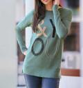 Designer-Pullover mit Applikation jade