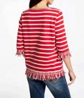 Designer-Pullover mit Fransen ecru-rot