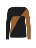 Designer-Pullover mit Kaschmir schwarz-cognac