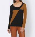 Designer-Pullover mit Kaschmir schwarz-cognac