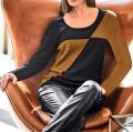 Designer-Pullover mit Kaschmir schwarz-cognac