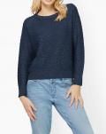 Designer-Pullover mit Pailletten dunkelblau-meliert