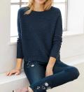 Designer-Pullover mit Pailletten dunkelblau-meliert