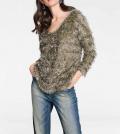 Designer-Pullover mit Pailletten taupe