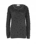 Designer-Pullover mit Perlen anthrazit