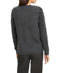 Designer-Pullover mit Perlen anthrazit