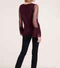 Designer-Pullover mit Plisseeärmeln bordeaux