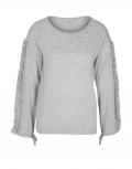 Designer-Pullover mit Rüschen grau-melange
