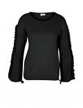 Designer-Pullover mit Rüschen schwarz