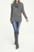 Designer-Pullover mit Schal grau-melange