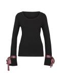 Designer-Pullover mit Schleifen schwarz