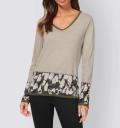 Designer-Pullover mit Schmucksteinchen sand-khaki