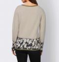 Designer-Pullover mit Schmucksteinchen sand-khaki