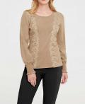 Designer-Pullover mit Spitze camel-melange