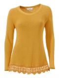 Designer-Pullover mit Spitze gelb Gr. 44/46