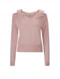 Designer-Pullover mit Spitze puder