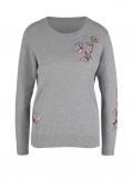 Designer-Pullover mit Stickerei grau