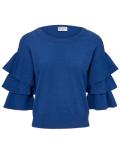 Designer-Pullover mit Volants azurblau