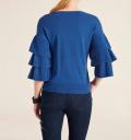 Designer-Pullover mit Volants azurblau