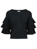 Designer-Pullover mit Volants schwarz