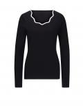 Designer-Pullover mit Wellenkante schwarz