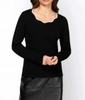 Designer-Pullover mit Wellenkante schwarz