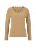 Designer-Pullover mit Zierperlen camel