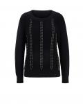 Designer-Pullover mitKettendetails schwarz