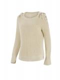 Designer-Pullover mitSchnürung an der Schulter sand