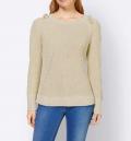 Designer-Pullover mitSchnürung an der Schulter sand