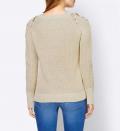 Designer-Pullover mitSchnürung an der Schulter sand