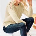 Designer-Pullover mitSchnürung an der Schulter sand