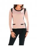 Designer-Pullover rosé-schwarz