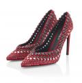 Designer-Pumps mit Strass rot