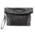 Designer-Pythonleder-Clutch schwarz