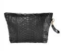 Designer-Pythonleder-Clutch schwarz