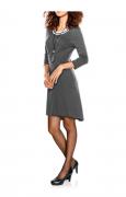 Designer-Reißverschlußkleid grau-weiß
