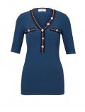 Designer-Rippenshirt dunkelblau