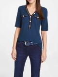 Designer-Rippenshirt dunkelblau