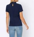 Designer-Rippenshirt mit Spitzeneinsatz marine