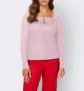 Designer-Rippenshirt mit Zierperlen rosé