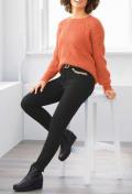 Designer-Rippenstrickpullover mandarine-meliert