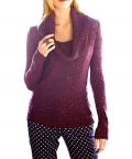 Designer-Rollkragenpullover mit Pailletten bordeaux