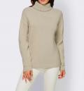 Designer-Rollkragenpullover mit Strass sand