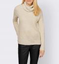 Designer-Rollkragenpullover mitEffektgarn elfenbein