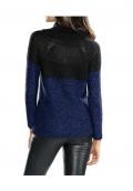 Designer-Rollkragenpullover schwarz-blau