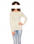 Designer-Rollkragenshirt mit Strass ecru